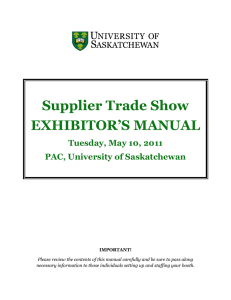 Supplier Trade Show EXHIBITOR’S MANUAL  Tuesday, May 10, 2011