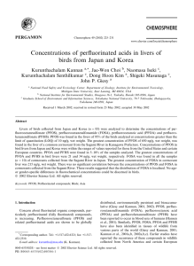 Concentrations of perﬂuorinated acids in livers of