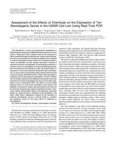 Assessment of the Effects of Chemicals on the Expression of... Steroidogenic Genes in the H295R Cell Line Using Real-Time PCR