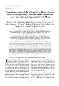 Xenopus versus non-maize-growing areas in South Africa laevis L