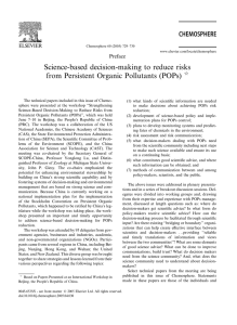 Science-based decision-making to reduce risks from Persistent Organic Pollutants (POPs) Preface q