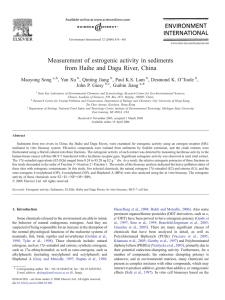 Measurement of estrogenic activity in sediments Maoyong Song , Yan Xu