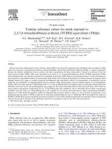 Toxicity reference values for mink exposed to 2,3,7,8-tetrachlodibenzo-p-dioxin (TCDD) equivalents (TEQs)