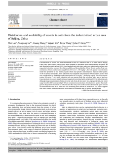 Distribution and availability of arsenic in soils from the industrialized... of Beijing, China