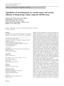 Modulation of steroidogenesis by coastal waters and sewage