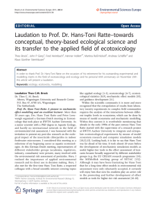 –towards Laudation to Prof. Dr. Hans-Toni Ratte conceptual, theory-based ecological science and