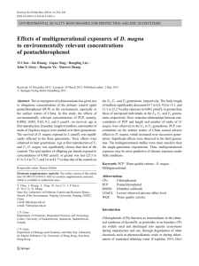 Effects of multigenerational exposures of D. magna to environmentally relevant concentrations