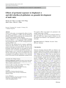 Effects of perinatal exposure to bisphenol A of male mice