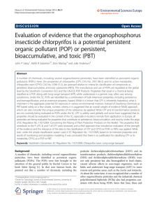 Evaluation of evidence that the organophosphorus organic pollutant (POP) or persistent,