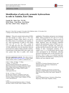 Identification of polycyclic aromatic hydrocarbons in soils in Taizhou, East China