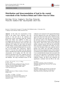 Distribution and bioaccumulation of lead in the coastal
