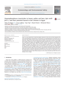 Organophosphorus insecticides in honey, pollen and bees (Apis melli-