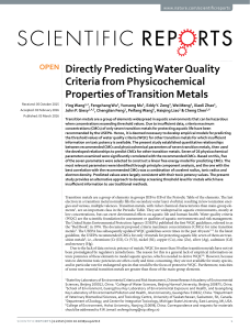Directly Predicting Water Quality Criteria from Physicochemical Properties of Transition Metals