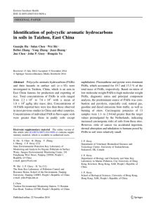 Identification of polycyclic aromatic hydrocarbons in soils in Taizhou, East China