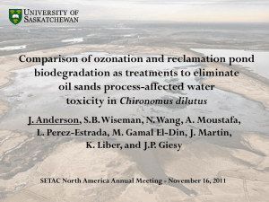 Comparison of ozonation and reclamation pond biodegradation as treatments to eliminate