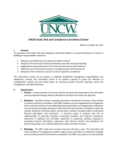 UNCW Audit, Risk and Compliance Committee Charter  I. Purpose 