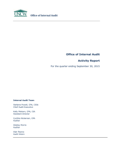 Office of Internal Audit  Activity Report