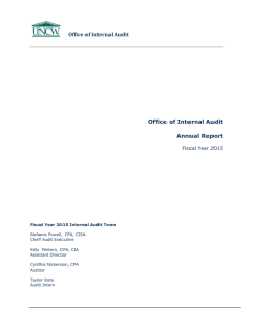 Office of Internal Audit  Annual Report Fiscal Year 2015