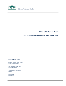 Office	of	Internal	Audit Office of Internal Audit  2015-16 Risk Assessment and Audit Plan