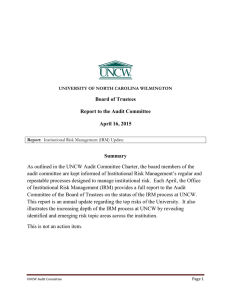 Board of Trustees  Report to the Audit Committee April 16, 2015