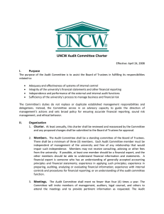 UNCW Audit Committee Charter I. Purpose