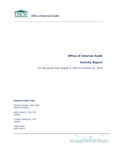 Office	of	Internal	Audit Office of Internal Audit  Activity Report