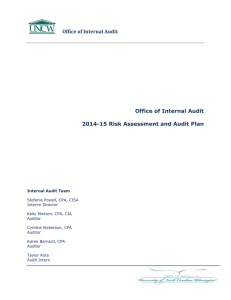 Office	of	Internal	Audit Office of Internal Audit  2014-15 Risk Assessment and Audit Plan