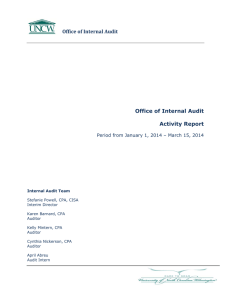 Office	of	Internal	Audit Office of Internal Audit  Activity Report