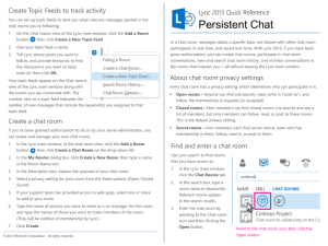 Persistent Chat Create Topic Feeds to track activity Lync 2013 Quick Reference