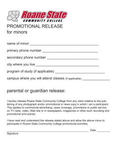 PROMOTIONAL RELEASE for minors