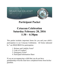 Participant Packet  Cetacean Celebration Saturday February 20, 2016