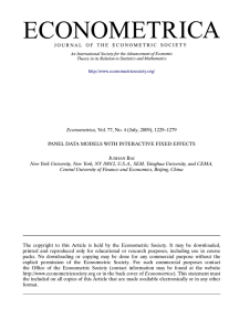 Econometrica New York University, New York, NY 10012, U.S.A., SEM, Tsinghua... Central University of Finance and Economics, Beijing, China