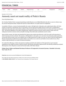 Amnesty must not mask reality of Putin’s Russia