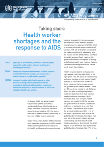 Health worker shortages and the Taking stock: HIV/AIDS Programme