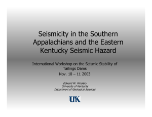 Seismicity in the Southern Appalachians and the Eastern Kentucky Seismic Hazard