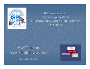 Geoff Pilmoor Sims Moelich Associates Risk Assessment: Use and Applications