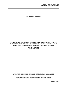 GENERAL DESIGN CRITERIA TO FACILITATE THE DECOMMISSIONING OF NUCLEAR FACILITIES ARMY TM 5-801-10