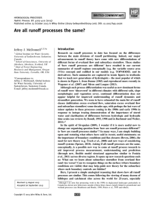 Are all runoff processes the same? Introduction * Jeffrey J. McDonnell