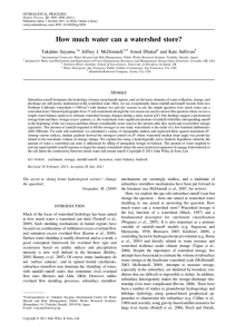 How much water can a watershed store? * Jeffrey J. McDonnell,