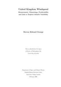 United Kingdom Windspeed Steven Edward George Measurement, Climatology, Predictability