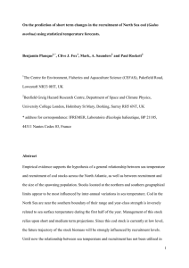 The Centre for Environment, Fisheries and Aquaculture Science (CEFAS), Pakefield... Lowestoft NR33 0HT, UK Gadus Benjamin Planque