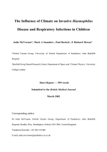Haemophilus Disease and Respiratory Infections in Children