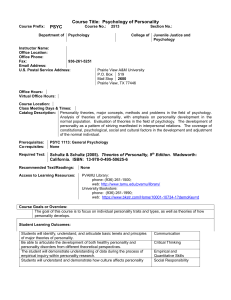 Course Title:  Psychology of Personality PSYC