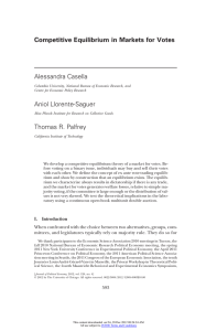 Competitive Equilibrium in Markets for Votes Alessandra Casella Aniol Llorente-Saguer