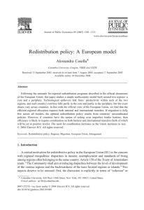Redistribution policy: A European model Alessandra Casella*