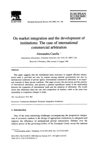 On  market  integration  and  the ... institutions:  The  case  of  international