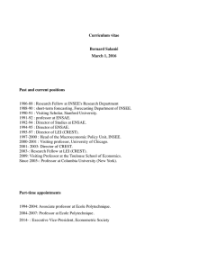 Curriculum vitae Bernard Salanié March 1, 2016 Past and current positions