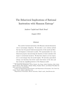 The Behavioral Implications of Rational Inattention with Shannon Entropy Andrew Caplin