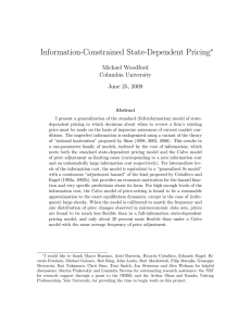 Information-Constrained State-Dependent Pricing ∗ Michael Woodford Columbia University