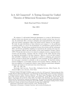 Is it All Connected? A Testing Ground for Unified ∗ Mark Dean